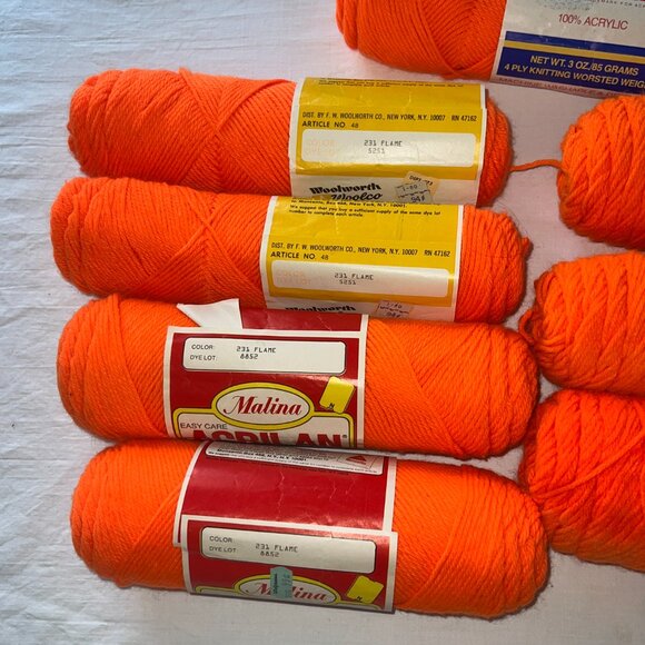 Lot of 8 Flame Pumpkin Halloween orange Yarn Skeins for Knitting Crochet Craft - Picture 2 of 9